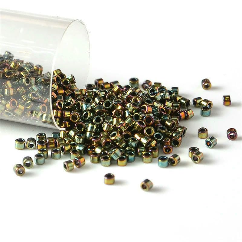 10 g/tubo de cuentas de vidrio, cuentas metálicas redondas y espaciadoras para la elaboración de bisutería artesanal (DB27-1,6 mm, 2000 unidades)