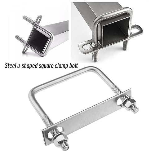 Miniatura 2 de Create idea 2 pernos cuadrados en U M10 rosca 3.937 in ancho interior 3.937 in longitud 304 acero inoxidable en forma de U perno de abrazadera con