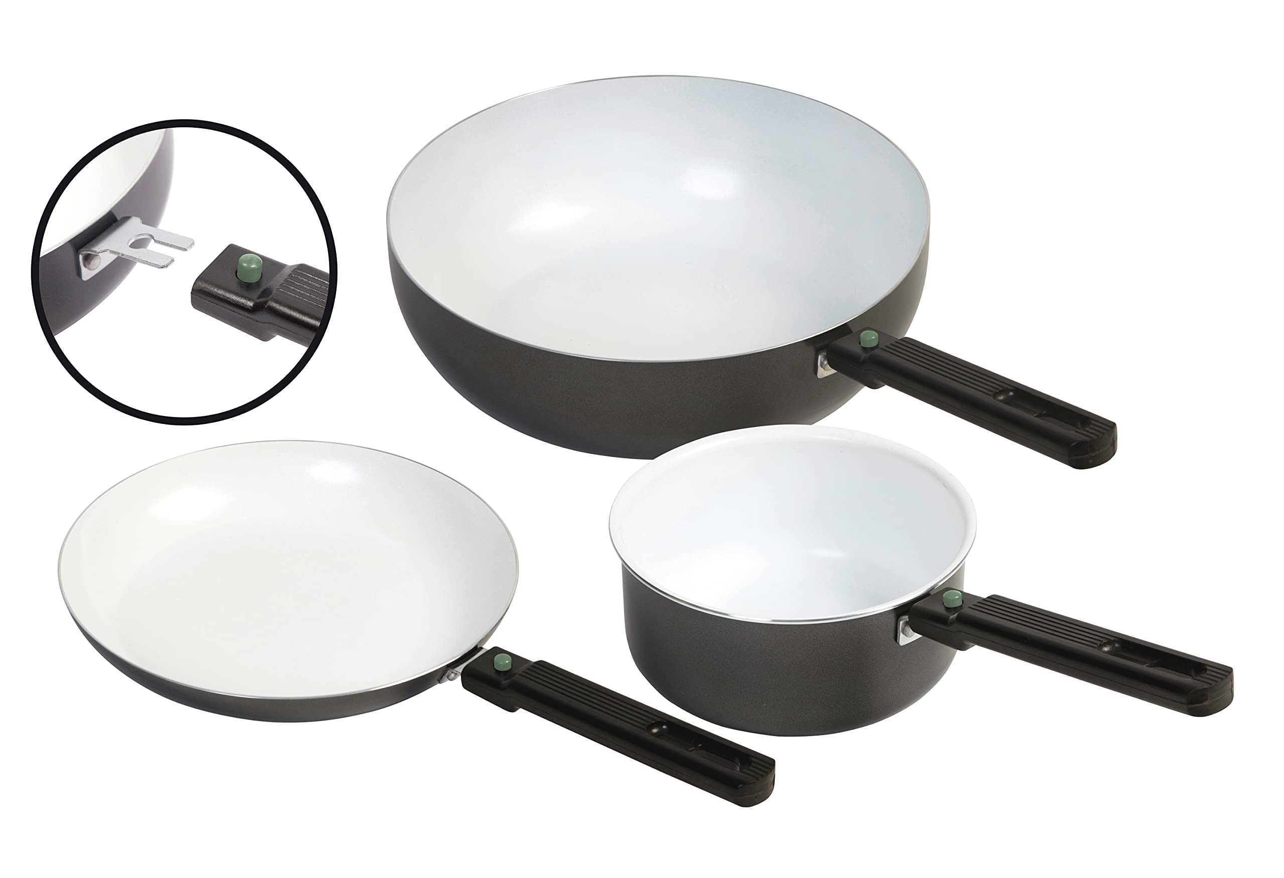 Bo-Camp - Saute pan - Sprint ECO - Removable handle - diameter 24cm, Black/White, 24 cm - Image 3