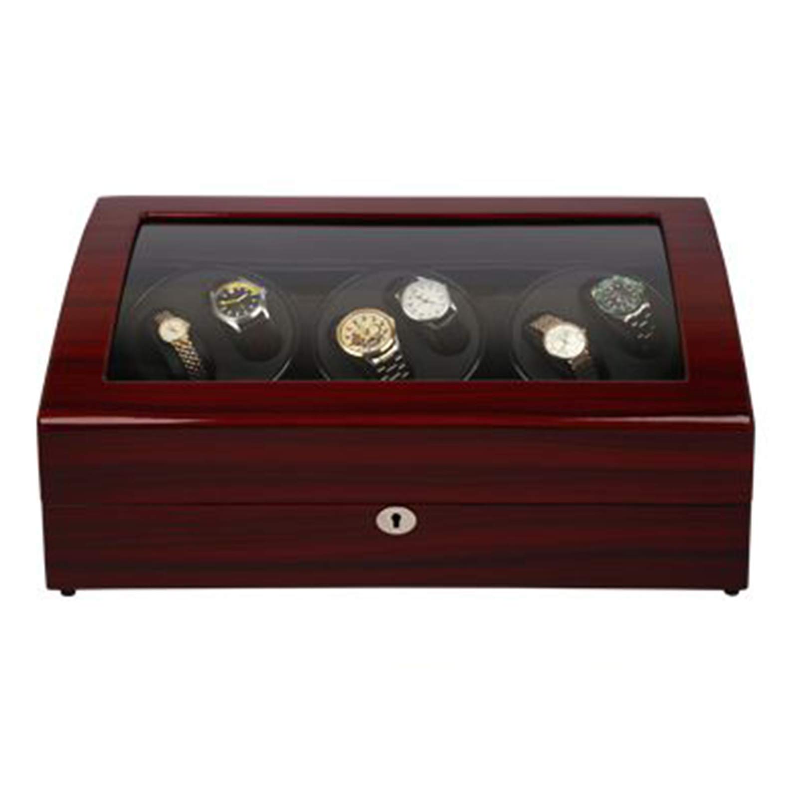 KJHGMNB 4 + 6 Grids Rotating Watch Winder Holder, Automatic Electric Motor Watch Storage Box, for Watch Display Uptizer Automatic Watch Winder, Faux PU Leather,A