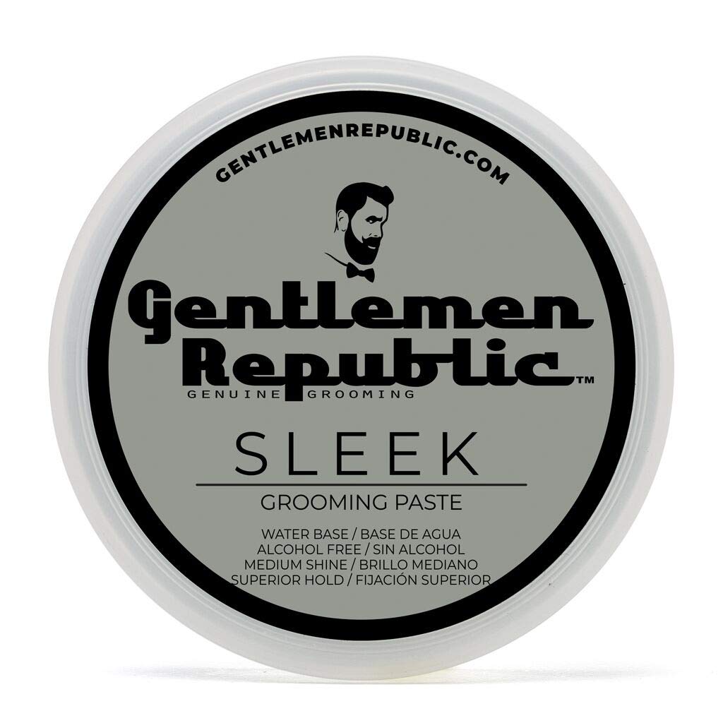 Gentlemen Republic 4oz Sleek Paste - Professional Water-Based Formula for Lightweight Strong Hold and Volume - Alcohol-Free, Fresh Scent - Made in USA