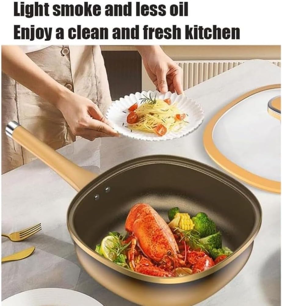 12-Inch Non-Stick Deep Sauté Pan with Glass Lid and Steamer Basket Metal Construction for Frying Stir-Frying and Stewing(titanium frying pan + silicone lid + steamer)