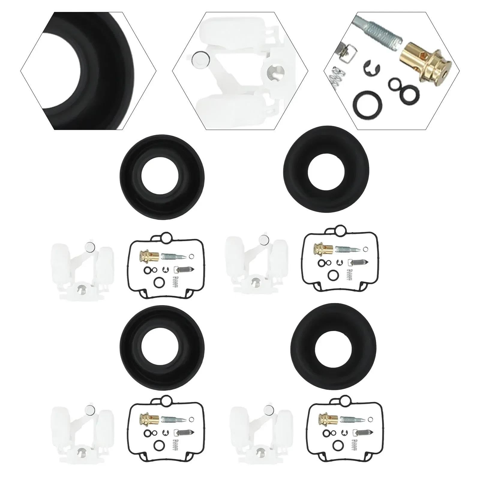 ZYSM Kit De Réparation Carburateur Pour Suzuki Bandit 1200, GSF1200S, GSXR1100, GSXR600W, GSXR750, Katana 750, Avec Diaphragme Et Flotteur (lot 4) Pièces de carburateurs