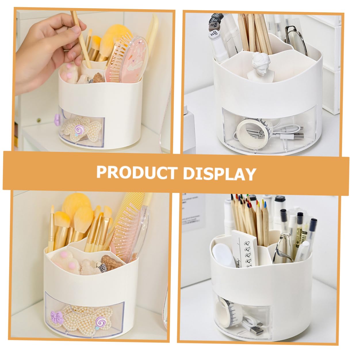3 Stück Drehbarer Stifthalter mit Schublade Klarer Schreibtisch Organizer für Büro und Zuhause Platzsparend Leicht zu Reinigen Vielseitig für Stifte Make Up Pinsel und Kleine