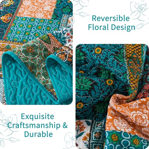 VAPUTAR Cotton Quilt Queen Size Bedding Set - 3 Pieces Farmhouse Queen Size Quilts for Bed, Lightweight Vintage Coverlets Bedspreads for Bedroom