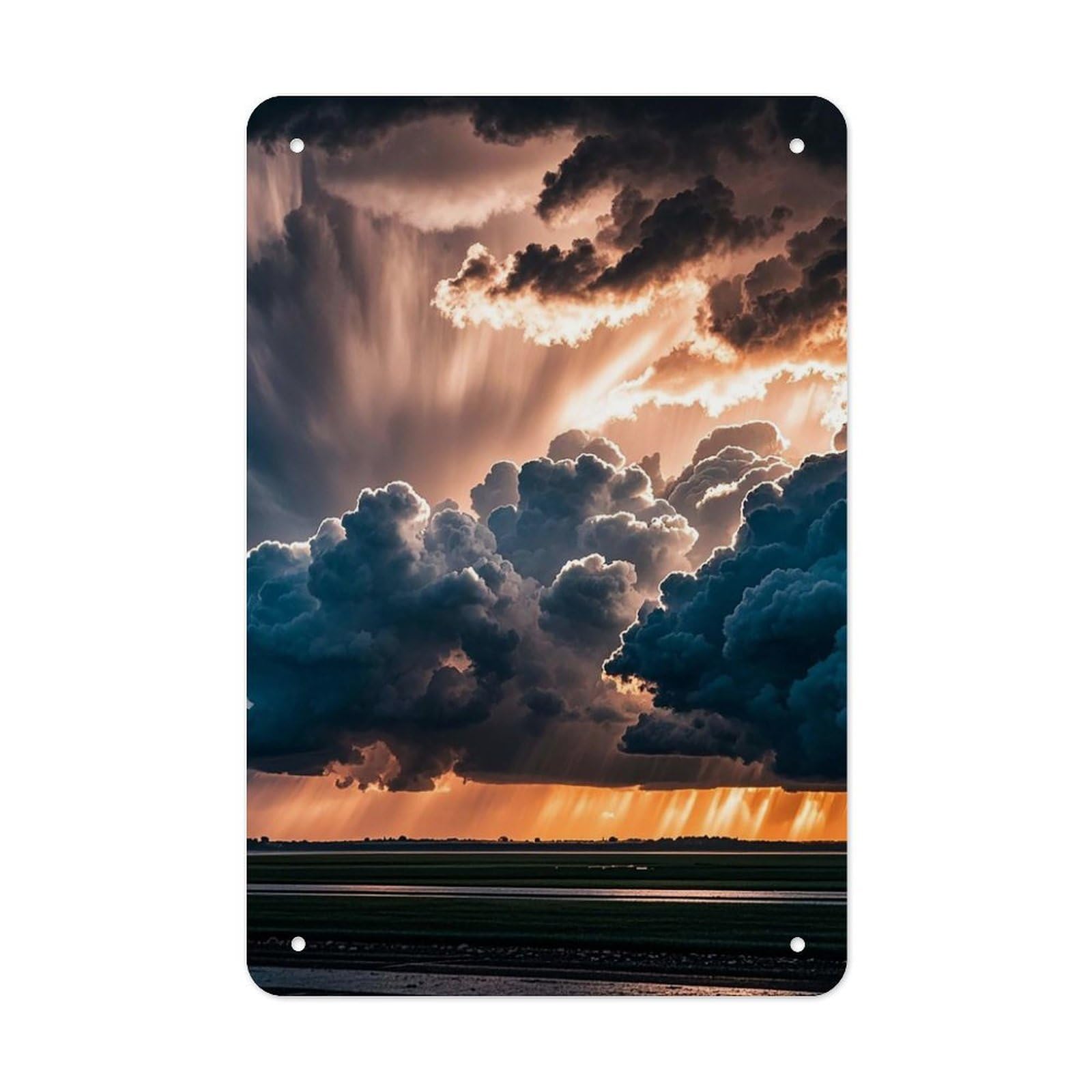 QMNLKH Magnificent Rainstorm Cloud Plaques for Wall Decor, Personalized Metal Tin Sign for Home, Multifunctional Poster for Office, Fashion Painting for Hallway, Wall Art Pictures, 7.9x11.8Inch