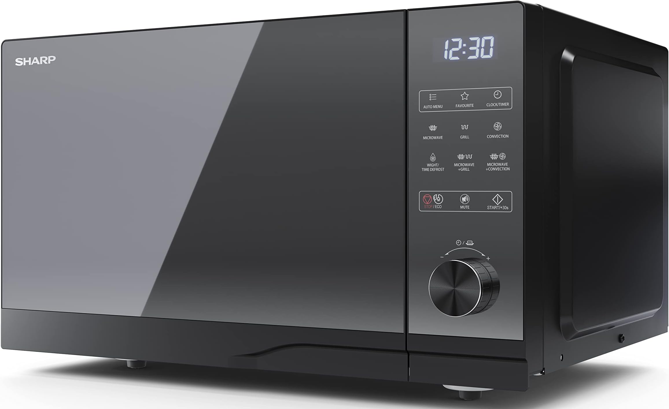 SHARP YC-GC52BU-B 25 Litre 900W Digital Combination Microwave Oven with 1200W Grill, 11 power levels, ECO Mode, defrost function, LED cavity light - Black