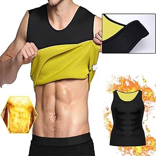 itchoate Cinto de emagrecimento sem mangas ventre masculino colete de emagrecimento modelador do corpo abdômen queima de gordura shaperwear cintura suor espartilho para perda de peso - preto e amarelo e L