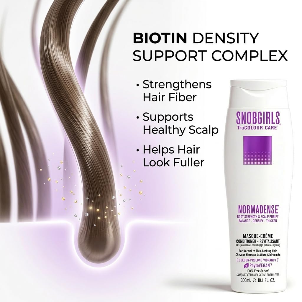 Biotin Conditioner for Thicker-Looking Hair – Lightweight Vegan Formula with Niacinamide, Argan Oil & Ceramides – For Men & Women – Color Safe – SNOBGIRLS NORMADENSE 1 – 10.1 fl oz
