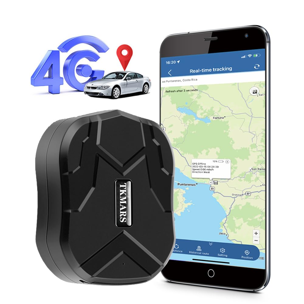 TKMARS 4G GPS Tracker Auto (10000mAh Akku), Magnetischer Peilsender für Live-Ortung & Diebstahlschutz, Echtzeit-Tracking & Geofence per APP/SMS, Anti-Verlust Ortungsgerät für Fahrzeuge, Ohne Abo-Zwang