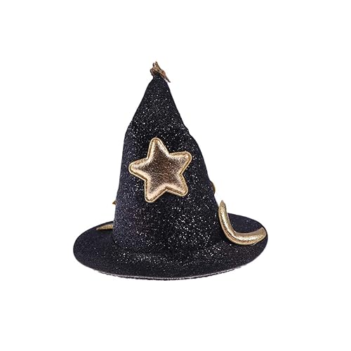Miniatura 5 de Happyyami 2 piezas mini sombrero de bruja tocados mujeres niña sombrero pinzas pelo horquillas lindo pasadores negro