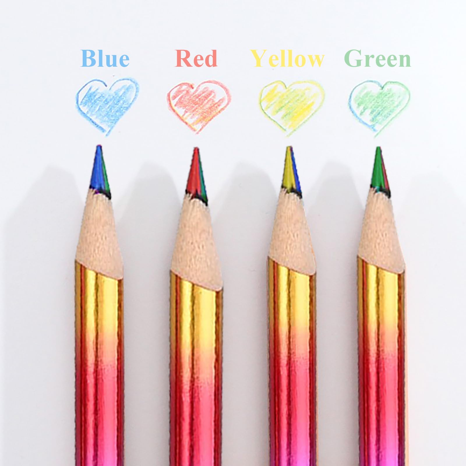 24 Matite Arcobaleno 4 In 1 - Matite Colorate Per Bambini