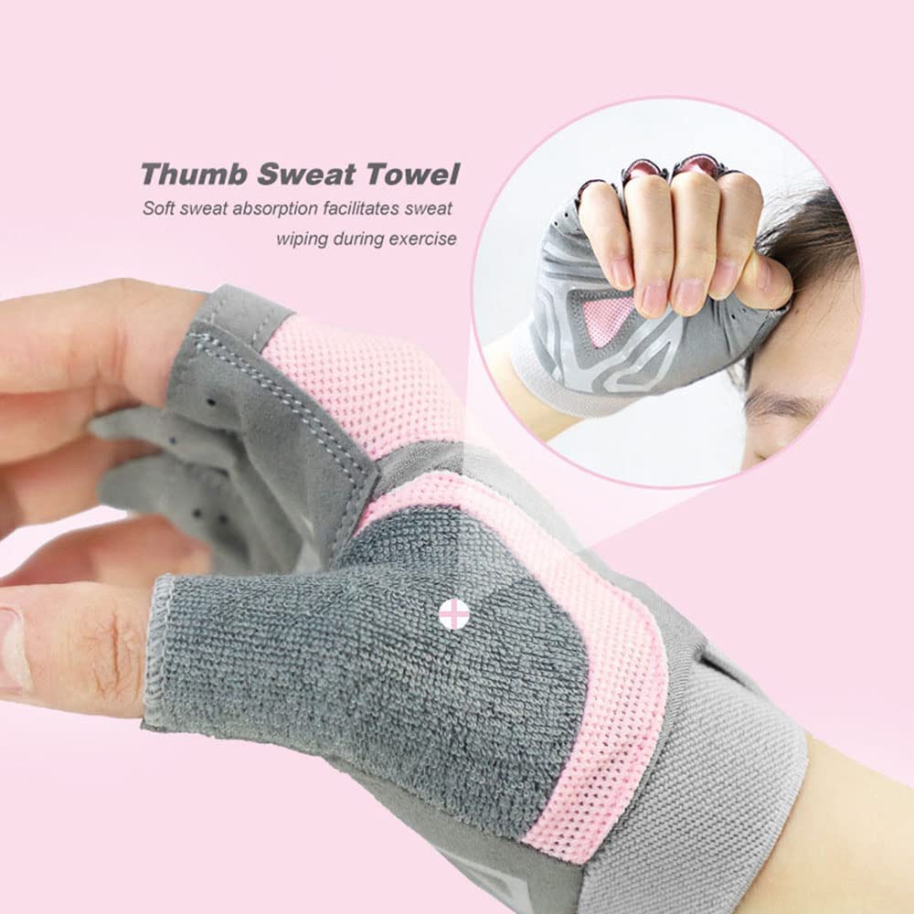 Guantes de Fitness para Mujer, Gimnasio, Levantamiento de Pesas, Ciclismo, Yoga, Culturismo, Entrenamiento, Finos, Transpirables, Antideslizantes, Guantes de Medio Dedo (Negro M)