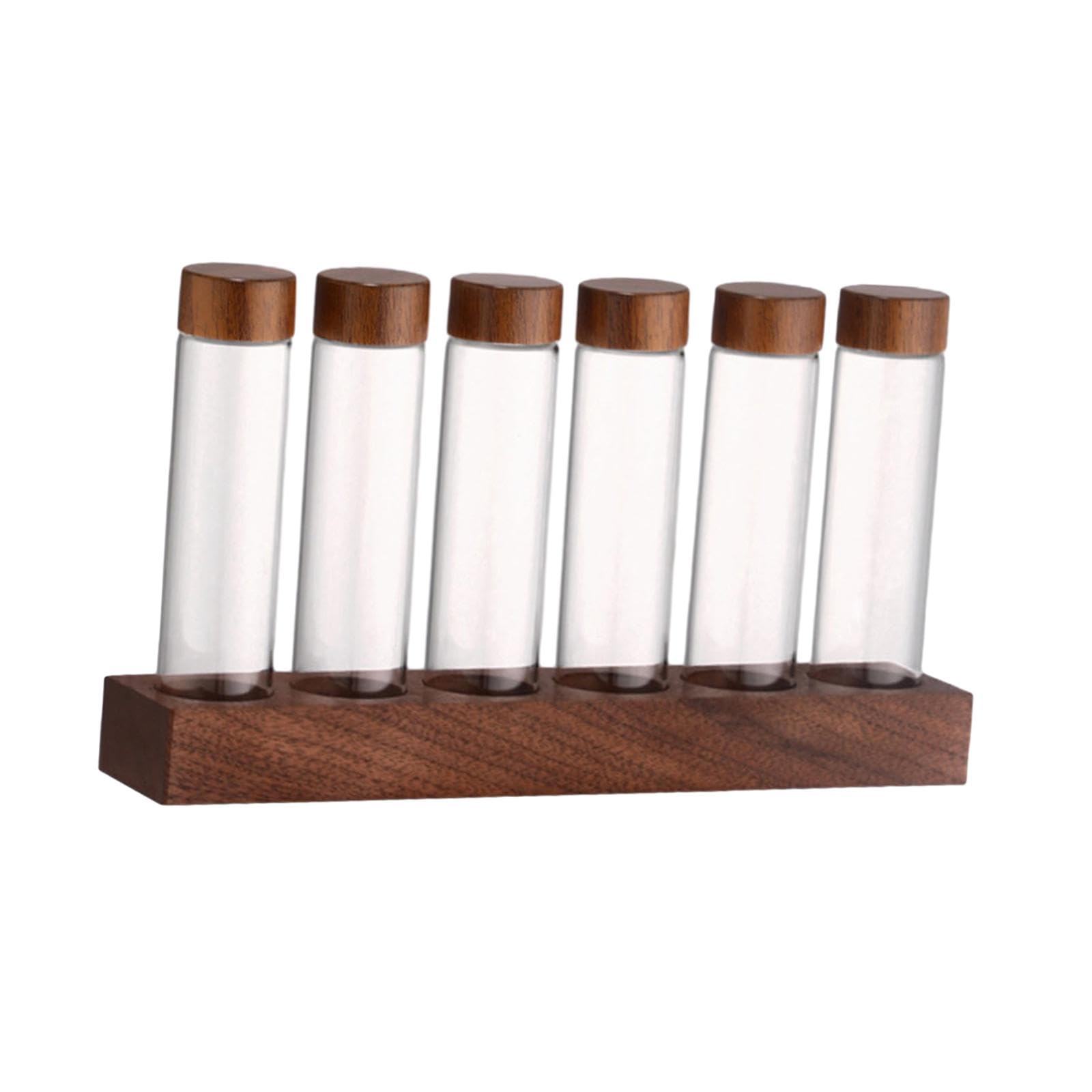 Reagenzglas Set Aus Glas, Aufbewahrungsröhrchen für Einzeldosis Kaffeebohnen mit Deckel, Präsentationsständer Aus Holz, Kaffeekeller für Die Speisekam