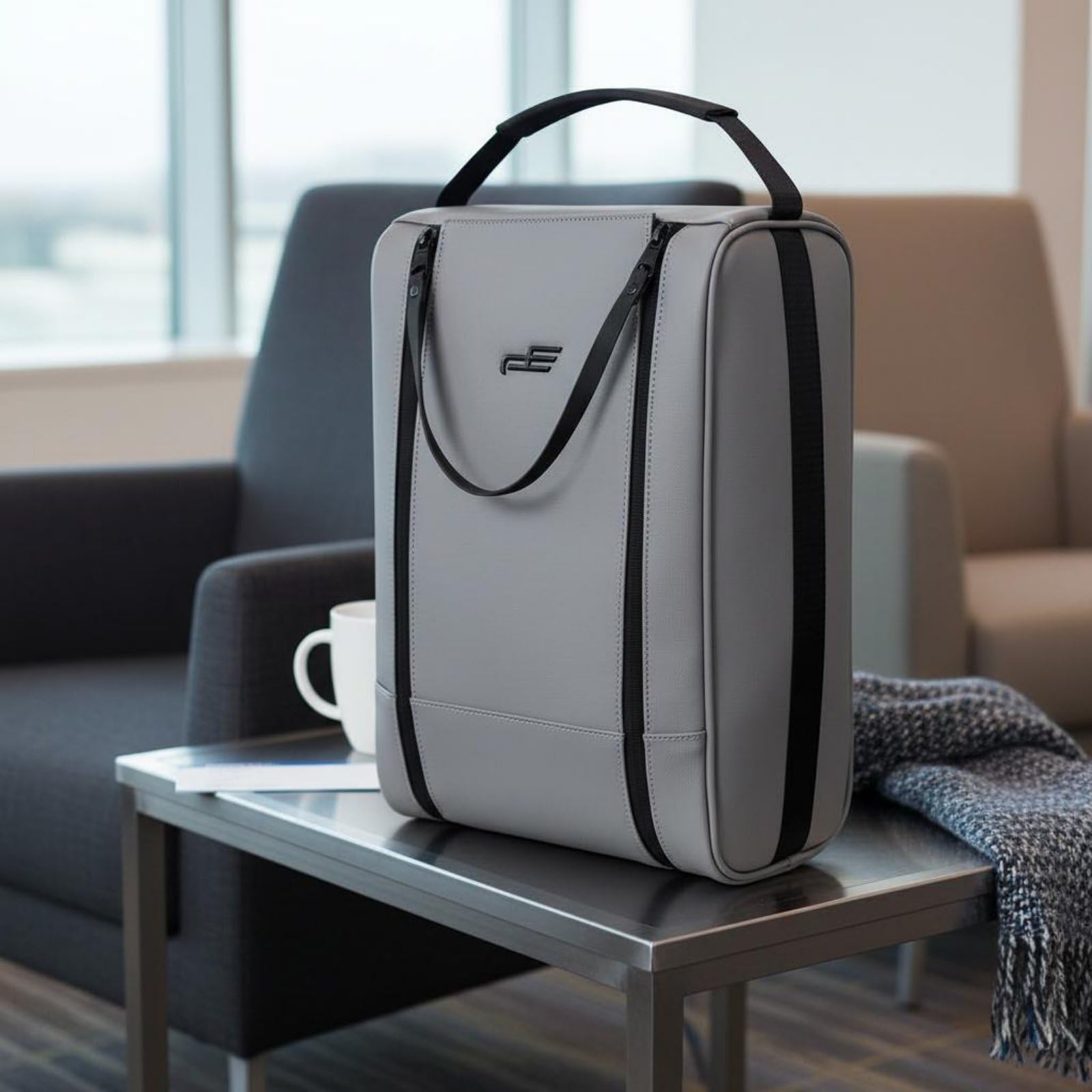 Golfschuh-Tasche Ultraleicht Golf-Schuhbeutel verstärkte Nähte Schuhtasche mit Griff für Golfplatz, Array, Grau
