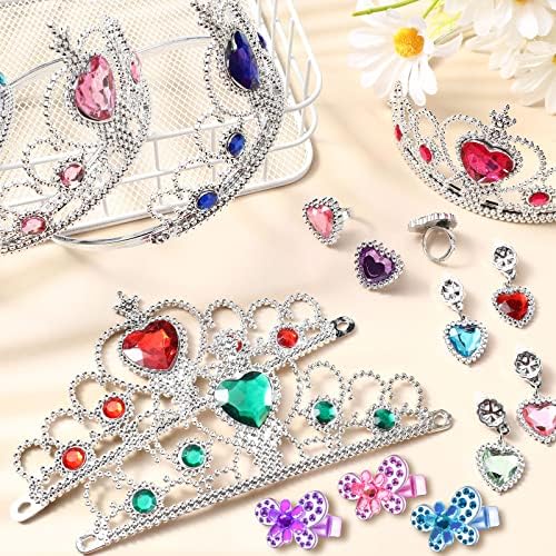 48 Items Princess Fake Jewellery Set Crown Rings Earrings and Bracelets Princess Costume up for Woman Children Play Jewellery Set for Halloween Occasion Costume up 7 61w7znGJFGL. AC