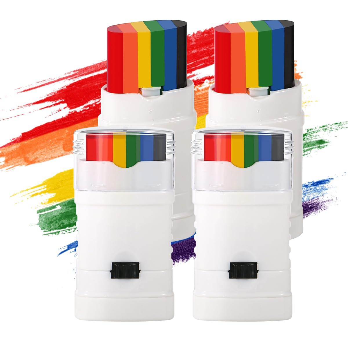 4pcs Rainbow Face Paint Stick,LGBT pride flag color Face Body paint for Pride Month Party Celebration,Parades