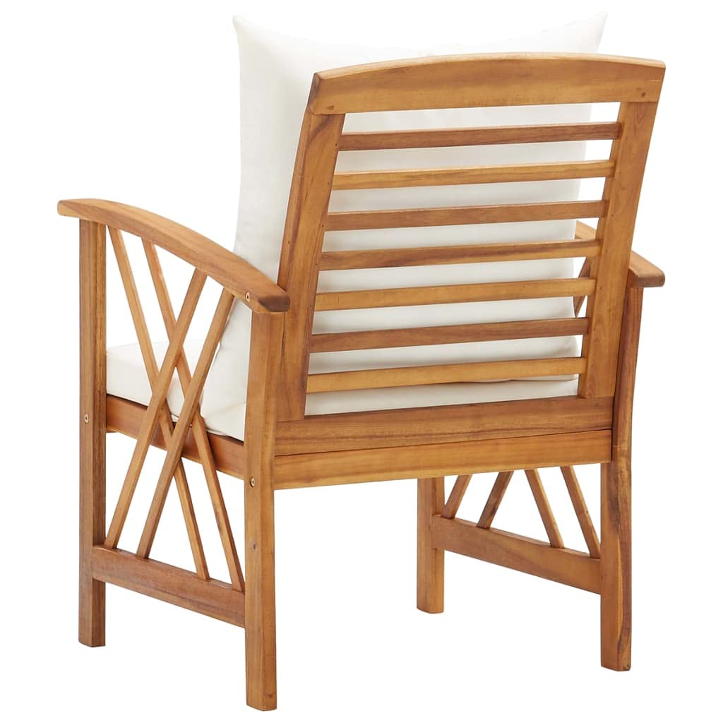 vidaXL 2X Bois d'Acacia Massif Chaises de Jardin avec Coussins Fauteuils de Patio Fauteuils de Jardin Chaises de Terrasse Extérieur Arrière-Cour