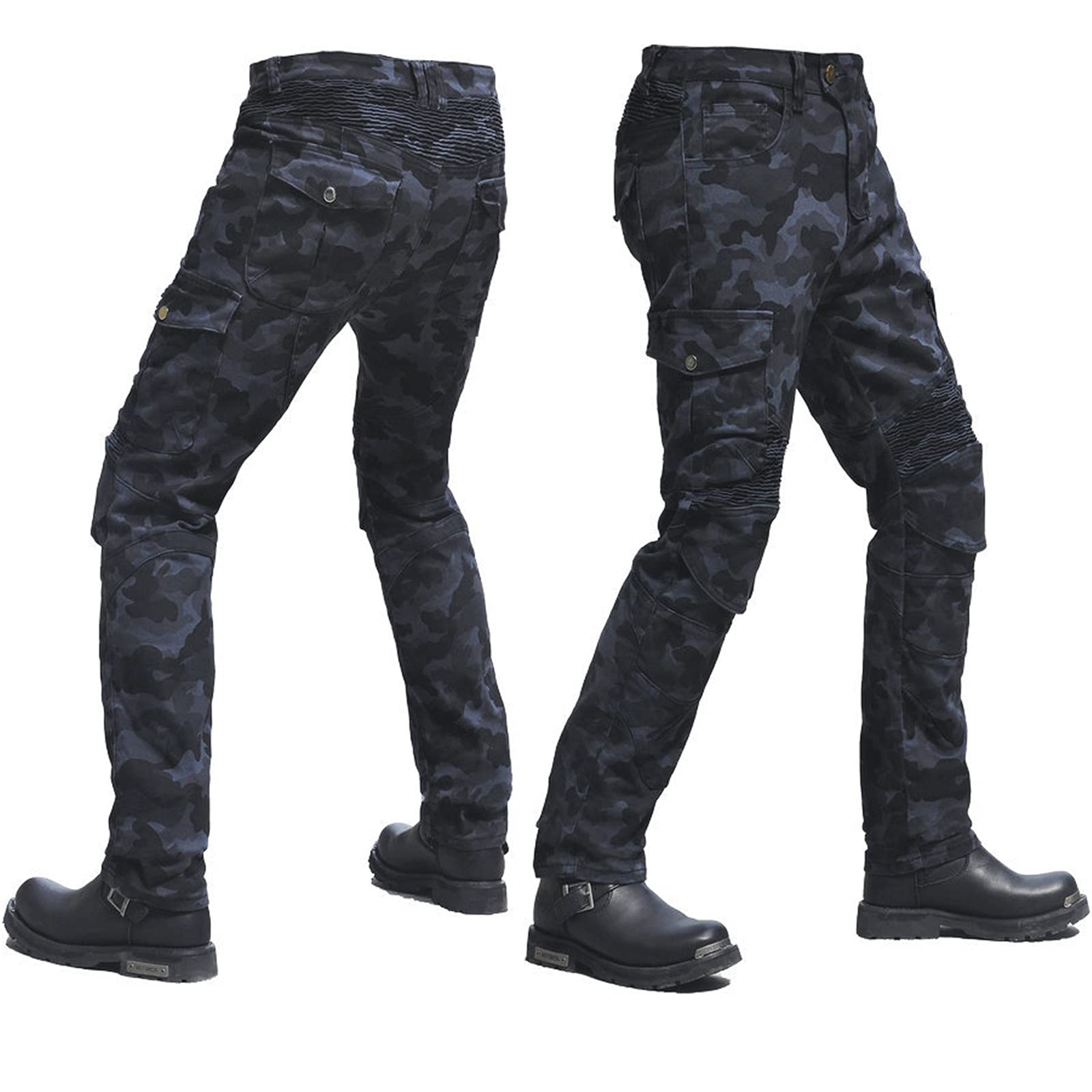 Pantaloni da Moto da Uomo,Moto Biker Jeans Mimetico Impermeabili Protezione Armature Motorcycle Pants da Ciclismo Cargo Pantaloni da Corsa