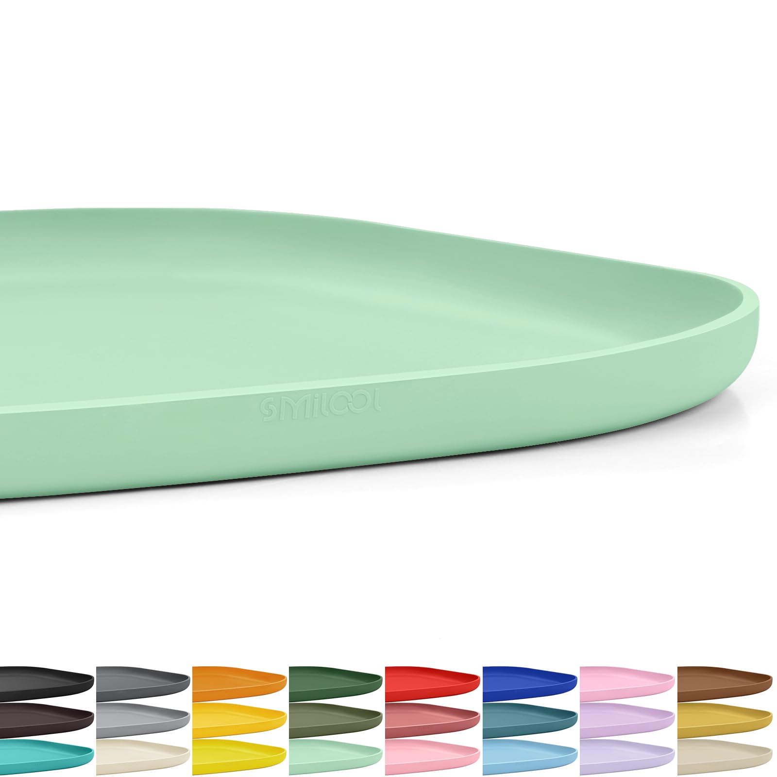 Smilool Small Silicone Pet Food Mat with Raised Edge for Food and Water Bowl, Square Dog Feeding Mats, Cat Food Trays for Floor Waterproof, Rubber Tray for Dogs and Cats, 12 x 12 x 0.7 Mint Green โ image 1