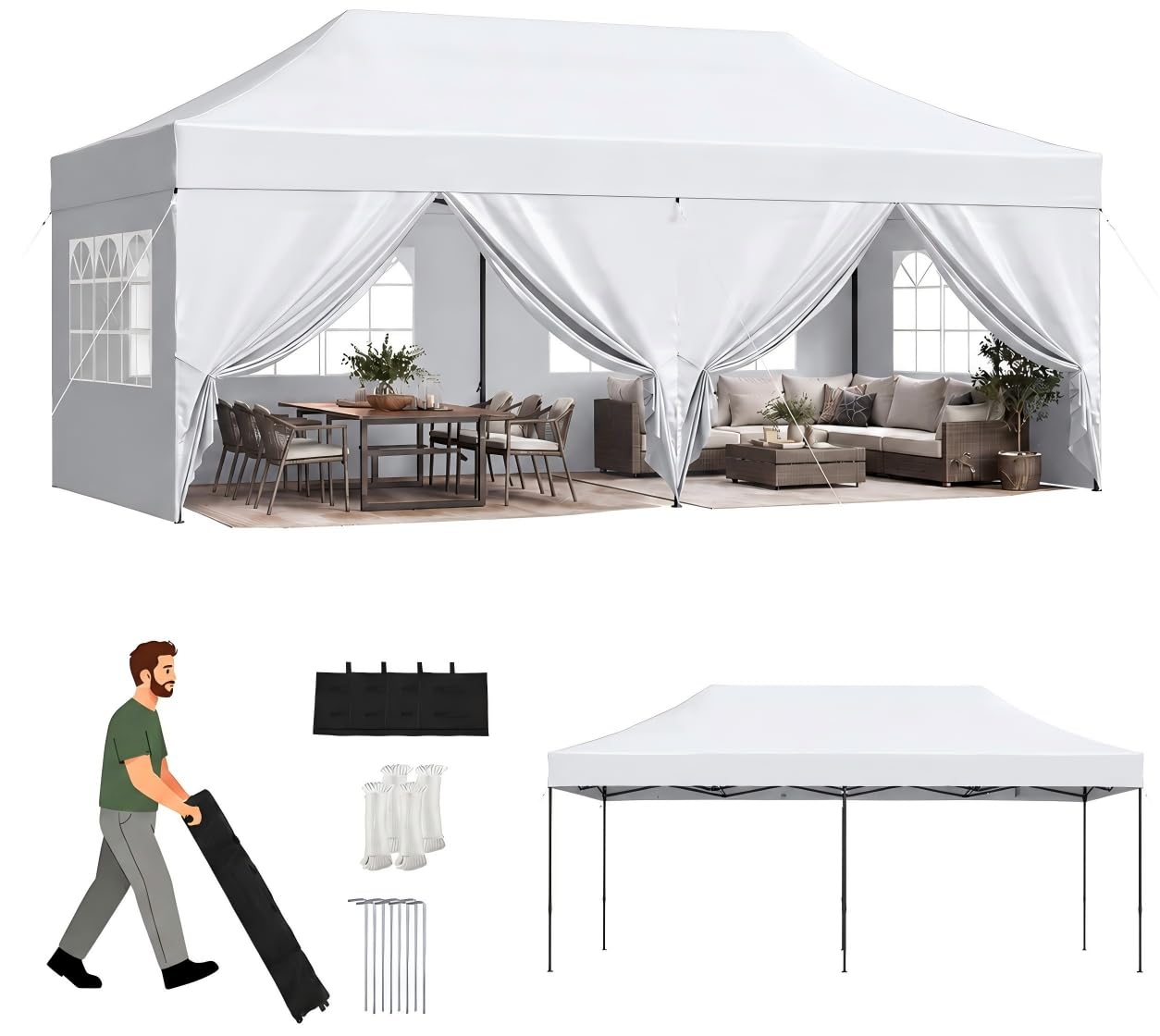 Aoxun 10x20 Canopy with Sidewalls