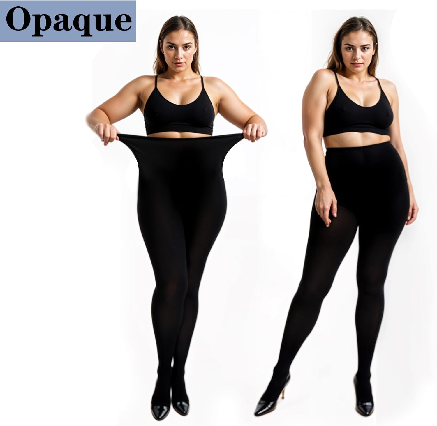 Teaaha Plus Size Tights for Women, 70D Opaque Black Tights, High Waist Control Top, Ultra Soft and Stretchy Stockings(2XL,black) - Image 3
