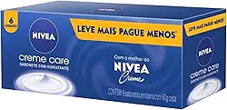 NIVEA Sabonete em Barra Creme Care Promo 6 un. 90g - Limpa e deixa a pele macia mesmo após o banho, com glicerina, fragrância NIVEA Creme e o exclusivo ingrediente Eucerit