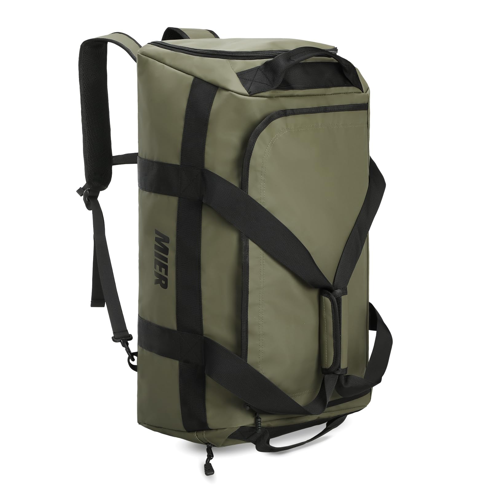 MIER Gym Bag for Men Large Duffel Backpack with Shoe Compartment, 60L Convertible Duffle Bags Weekender Overnight Bag for Gym Sports Travel, Green