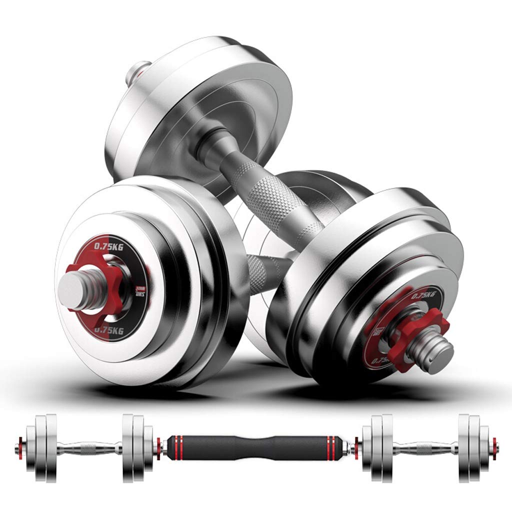 A Pair of Dumbbells Electroplated Pure Steel Adjustable Weight Barbell Home Men's Fitness Equipment Set + Connecting Rod