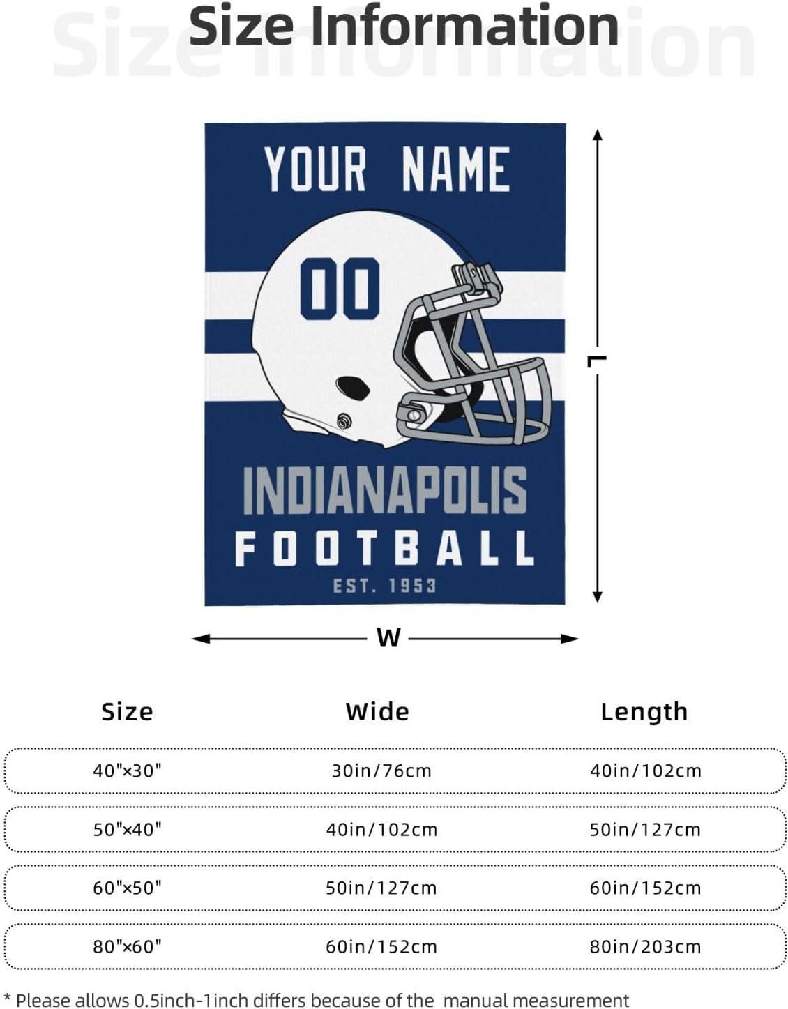Indianapolis Blanket Throw Blanket Customize Any Name and Number Gifts for Men Women Kids 3 Colors - Image 6