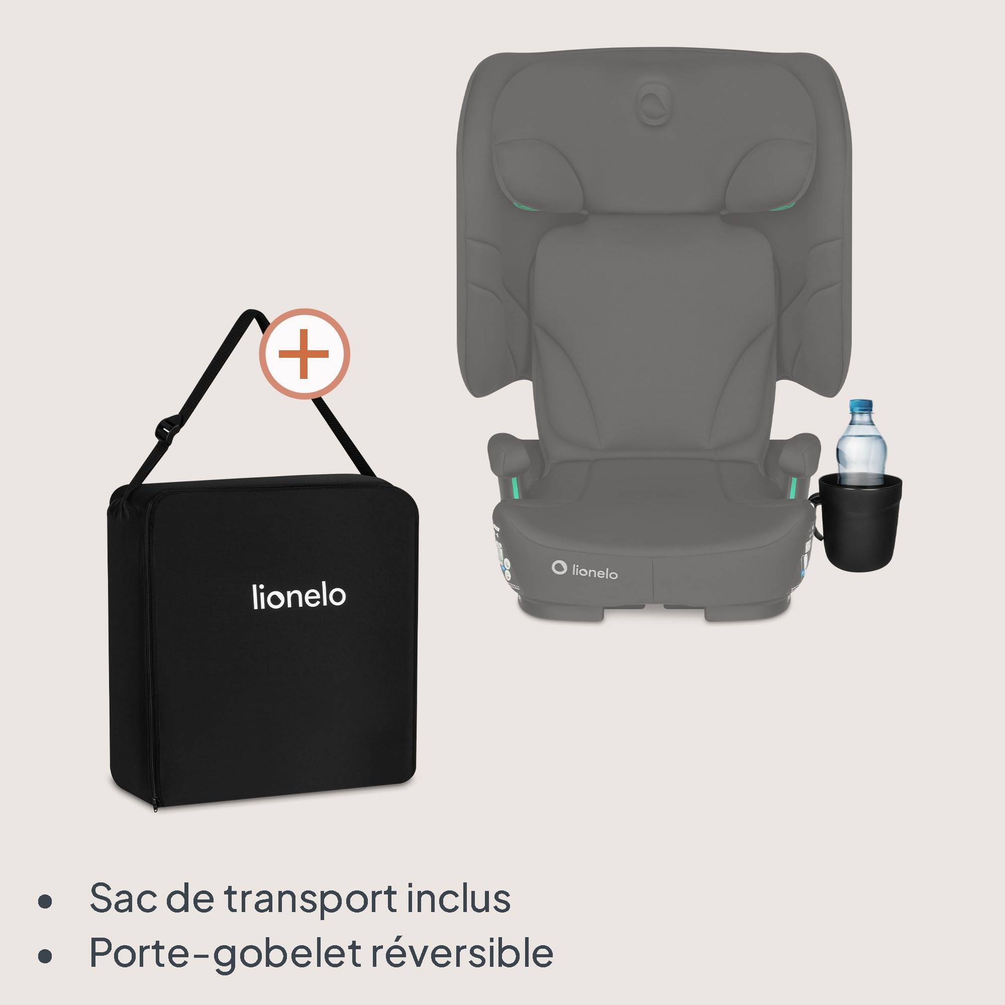 Lionelo Orin i-Size Siège-auto Pliable 100–150 cm, siege auto enfant compact pour 3,5–12 ans, Siège Auto de Voyage avec appui-tête 14 positions, installation ISOFIX ou ceinture (BLACK CARBON)
