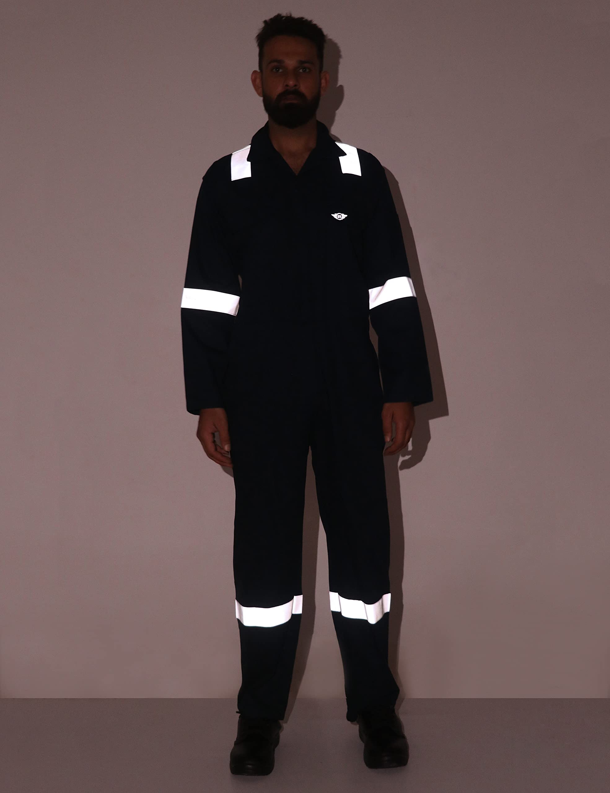CLUB TWENTY ONE Men's Cotton Coverall for Industrial and Protective Use with Certified Reflective Tape, Breathable Overall Suit for Men, Boiler Suit with Reflective Stripes(X-Large, Blue) - Image 6 thumbnail