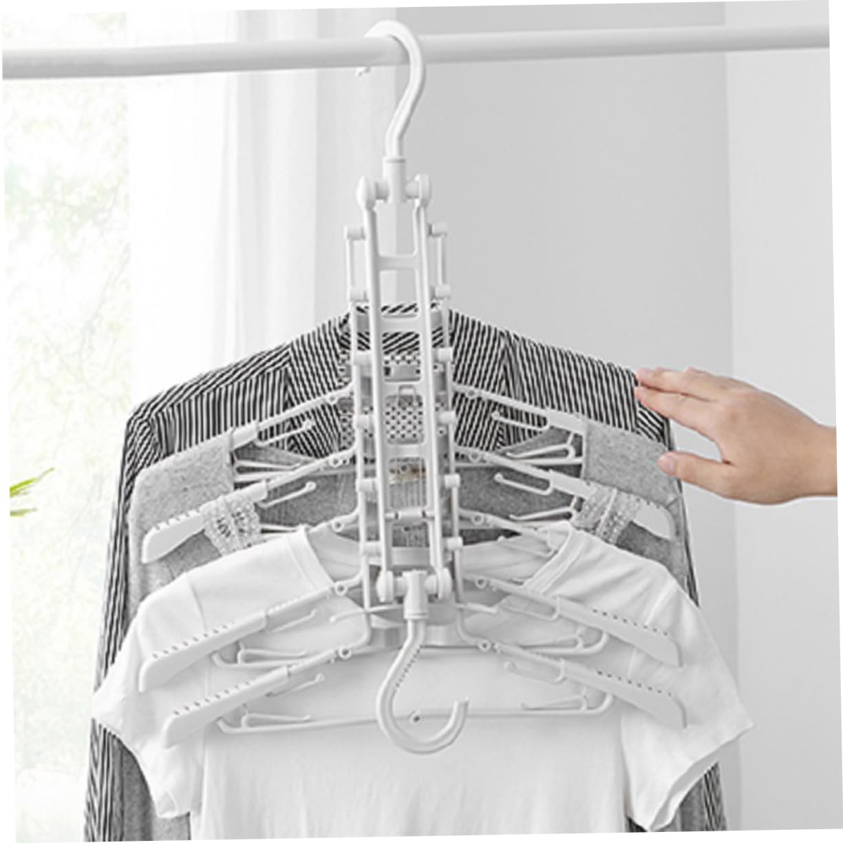 Gruccia Pieghevole Telescopica Multiuso in Pp Leggero e Salvaspazio per Pantaloni Design Flessibile per Armadio Casa e Hotel
