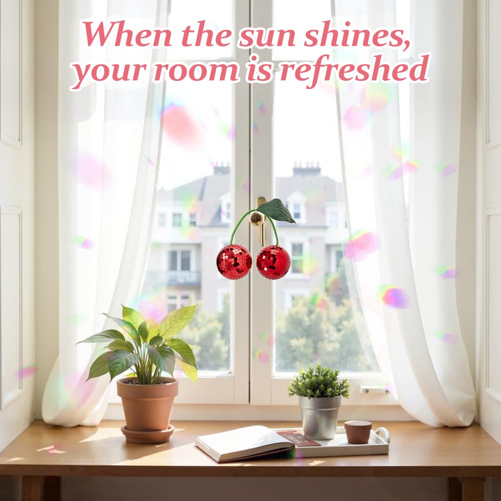 DICOSMETIC Glass Cherry Disco Ball Decor Red Hanging Disco Decor Retro Reflective Mirror Ball Christmas Decoration Ornaments for Party Room - Image 4