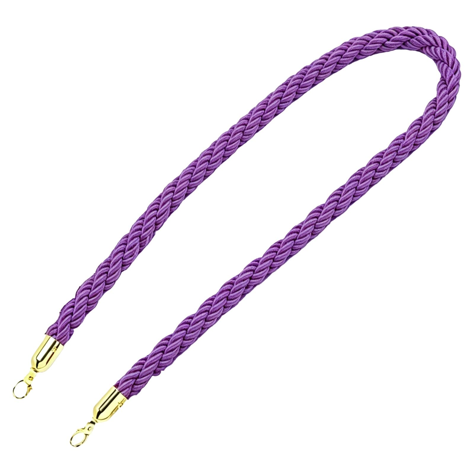 ZJKXJH Twisted Crowd Control Cord, Queue Separation Barrier Line with Gold Hooks, Stanchion Ropes for Hotel Bank Guard Booth, Customizable Length(Purple,59in/1.5m)