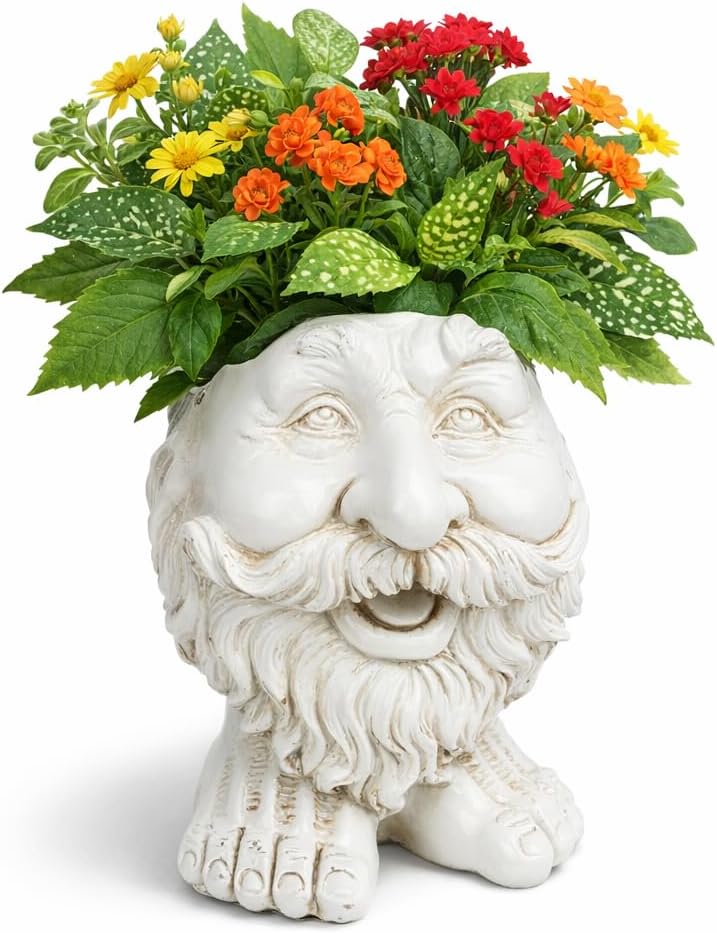 Face Flower Pot, Head Planter Pot, Funny Shape Face Planter Statue, Planter, Cute Resin Planter for Indoor Outdoor Plants Garden Decorations (Type1)
