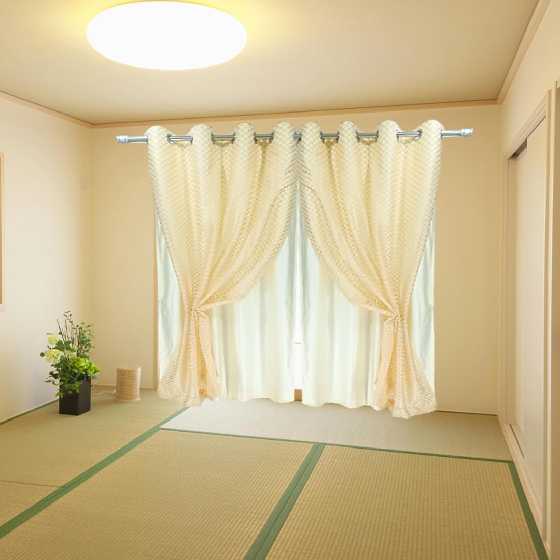 Double Curtains 2 in 1 Embroidery Transparent Curtain with 80% Blackout Curtain Best for Every Interior Living Room (Brown 9 L4 W feet (Set 2)-image-8