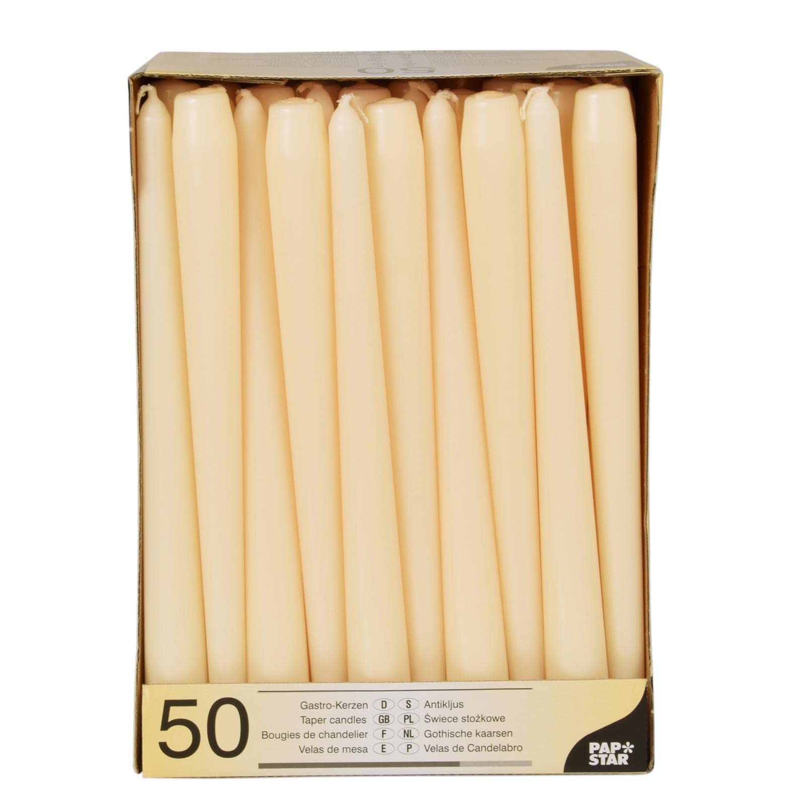 50 Chandelles - Ø 2,2 cm x 25cm - Champagne, Autonomie: 7 heures