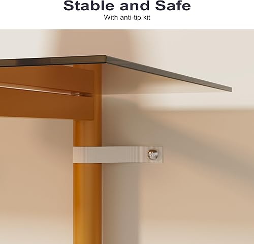 Miniatura 5 de Mesa de sofá de cristal, mesa de entrada moderna de mediados de siglo con vidrio templado y patas doradas, mesa de 2 niveles detrás del sofá para