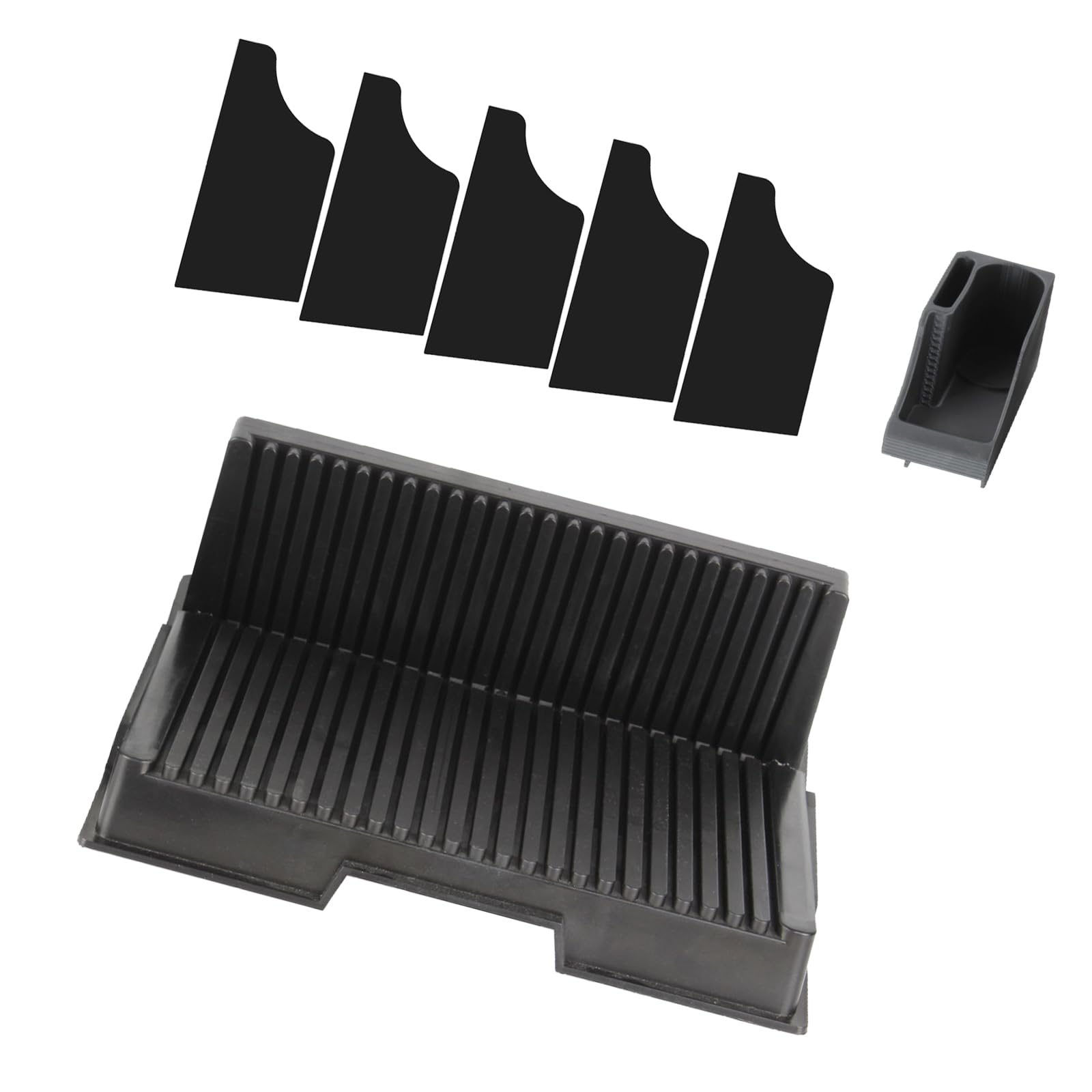 Piattaforma organizer per stampante con vassoio portautensili rimovibile e 5 divisori in acrilico per archiviazione verticale e gestione degli accessori PEI Build Plate Vertical Storage Holder
