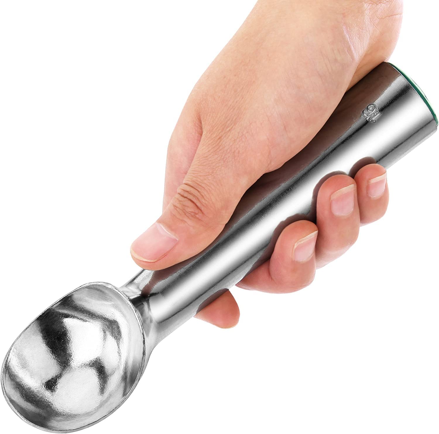 Chabrias Ltd – Commercial Grade Self-Defrost Ice Cream Scoop (2.5oz Green) | Cast Aluminium Anti-Freeze Dipper for Gelato, Sorbet, Cookie Dough & Frozen Desserts