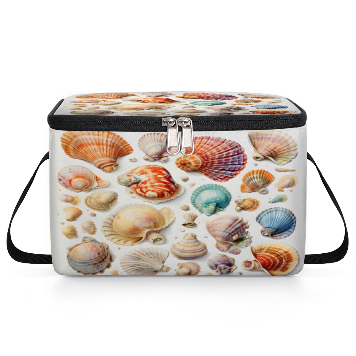 GzLeyigou Sea Shell Conch Lunch Bags for Women Men 9 Cans, Hot & Cold Food Delivery Bag Insulated Grocery Bag Insulated Lunch Box Seashell Cooler Bag for Office Work Picnic Beach