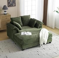 VINGLI Canapé-Lit 2 Place, Fauteuil Longue Confort, Méridienne avec Accoudoirs Courbés, Grand Sofa Accompagné 