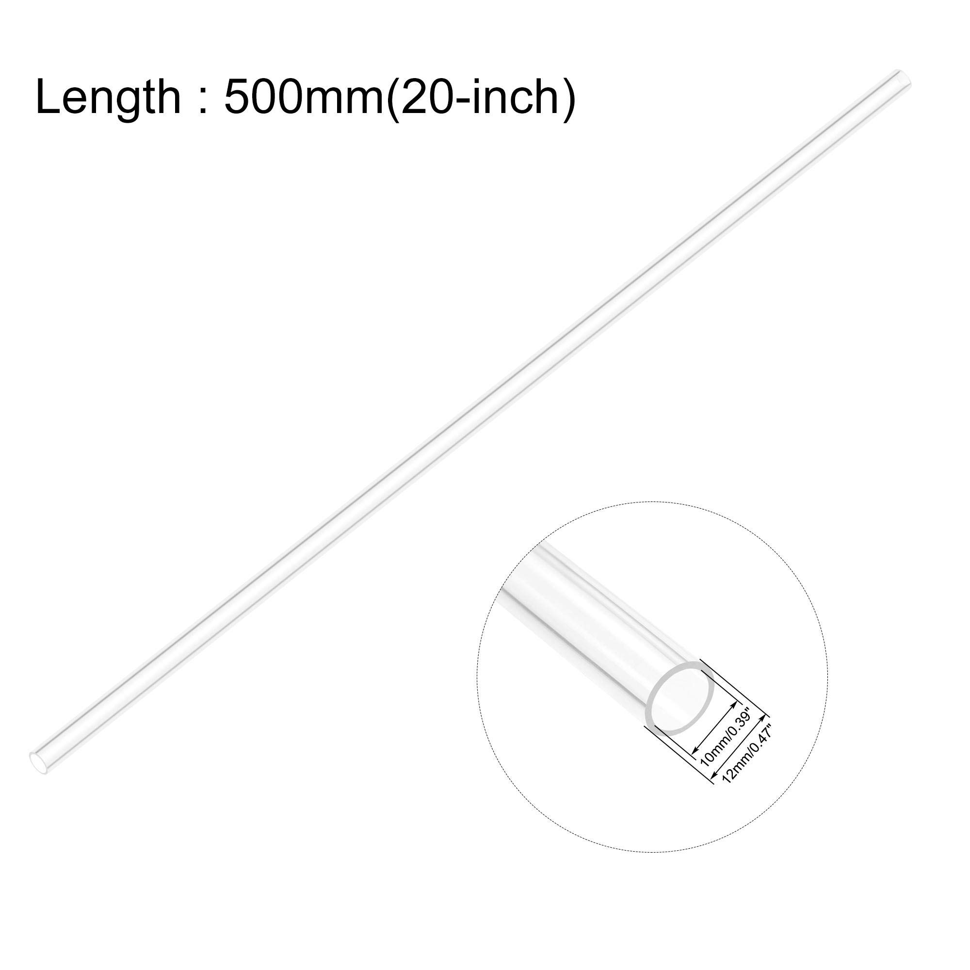 uxcell 2pcs Clear Rigid Acrylic Pipe 10mm(3/8") ID x 12mm(1/2") OD x 0.5m(20") Round Tube Tubing