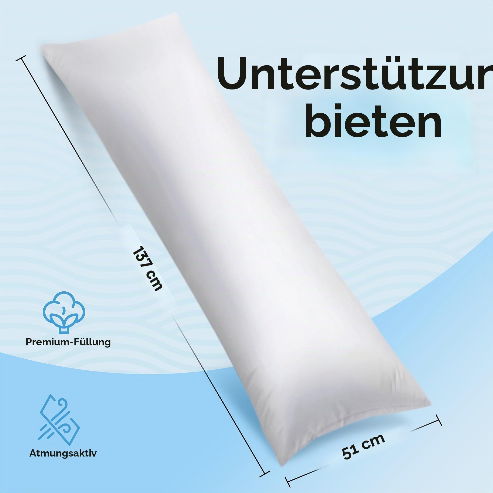 Utopia Bedding Ganzkörperkissen für Erwachsene (weiß, 50,8 x 137,2 cm), langes Kissen zum Schlafen, großer Kisseneinsatz für Seitenschläfer