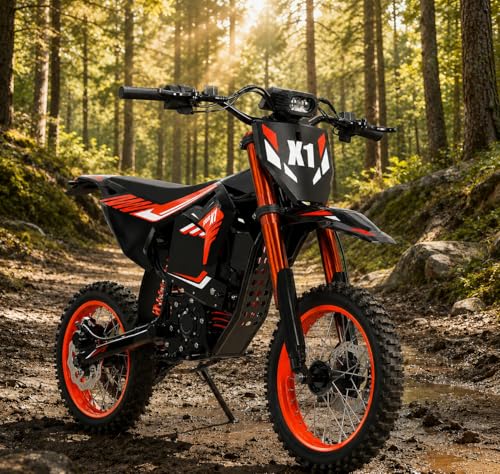 QRONGE X1 Spark Ebike with 4500W Peak Motor 60V 28.8Ah Battery 50MPH Electric Dirt Bike for Adults & Teens Electric Motorcycle for Mountain Off-Road M - Black&Orange