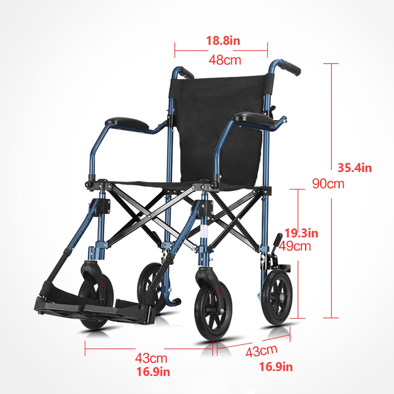 Silla de Ruedas de Seguridad Silla de Transporte portátil Sillas de Ruedas Ligeras Plegables Sillas ergonómicas Transporte de sillas de Ruedas Sillas de Ruedas de Cuidado móvil Silla de Ruedas fácil