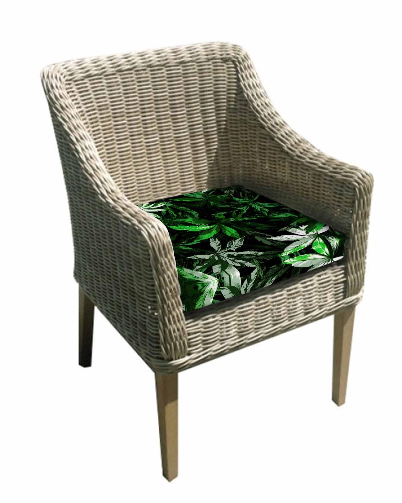 2 Pack Green Leaves Waterproof Cushion Covers with Ties, Outdoor Patio Chaise Lounge Chair Seat Cushion Slip Covers Replacement(Only Cover) Tropical Plant Monochrome Nature Scenery 24