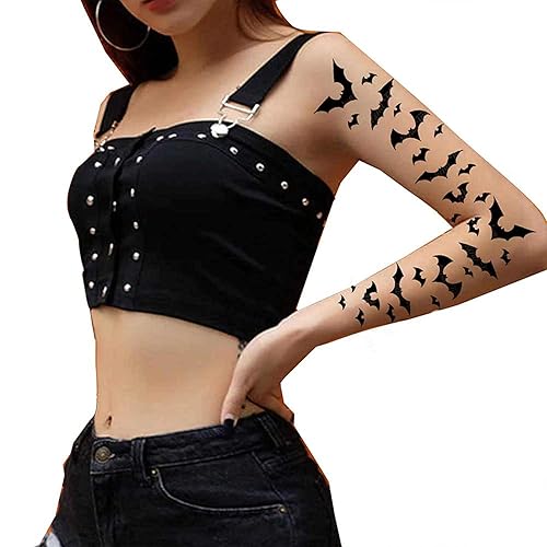 Miniatura 2 de Bat Halloween - Adhesivo de transferencia de papel de tatuajes temporales negro volador vampiro vampiro murciélagos mujeres hombres adultos niños