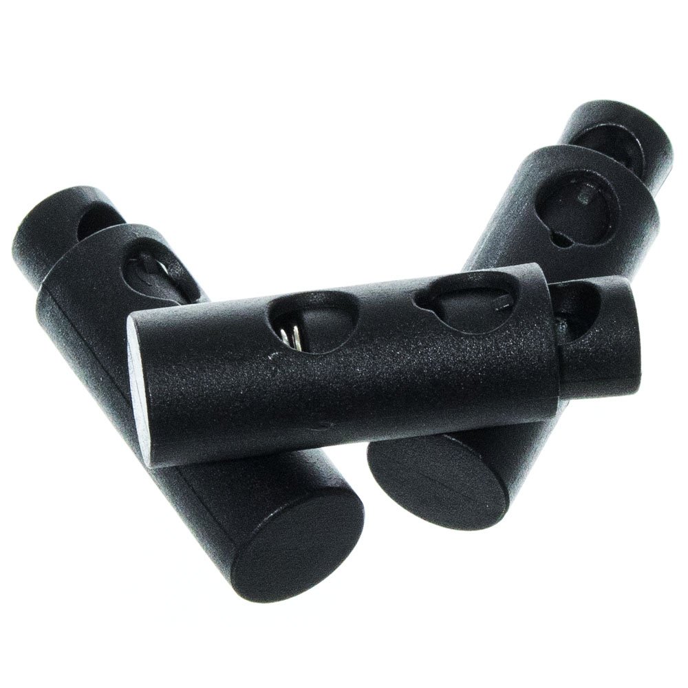 West Coast Paracord Double Hole Barrel Cord Locks - Black - Multiple Pack Sizes